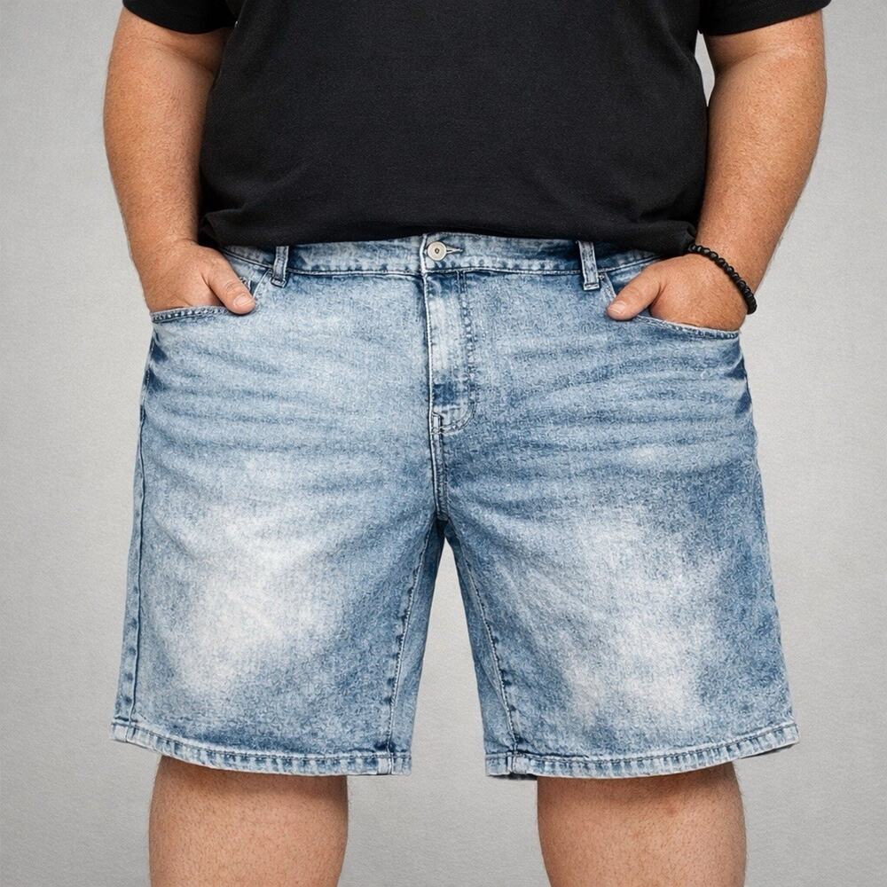Southpole Mens Denim Shorts SZ 50 Light Acid Wash Stretch Hip-Hop Streetwear Y2K - Picture 2 of 14